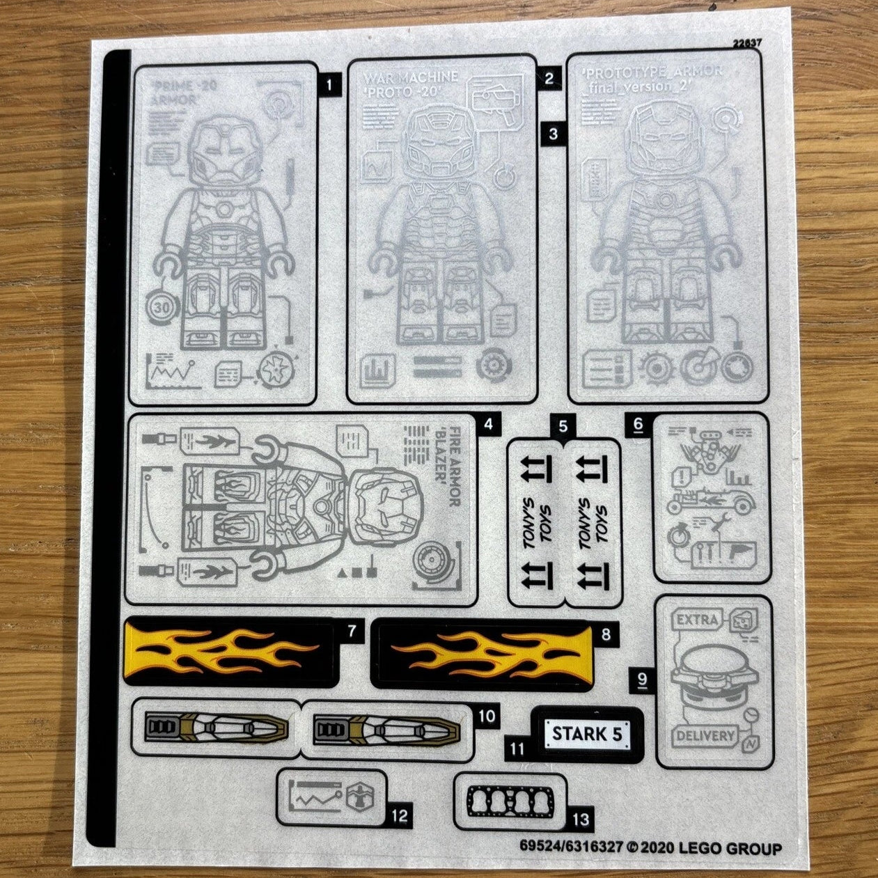 Lego® Sticker Sheet for set 76167 Iron Man Armory