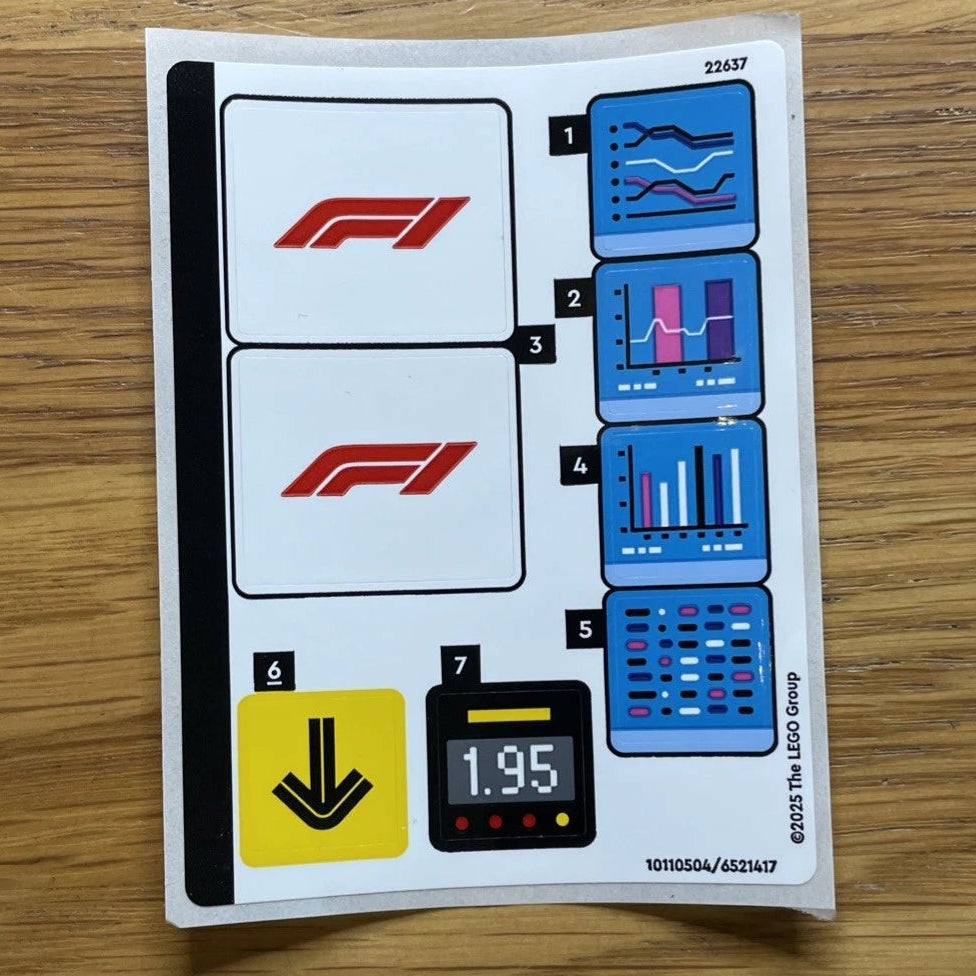 Lego® Sticker Sheet for set 60443 - F1 Pit Stop & Pit Crew with Ferrari Car