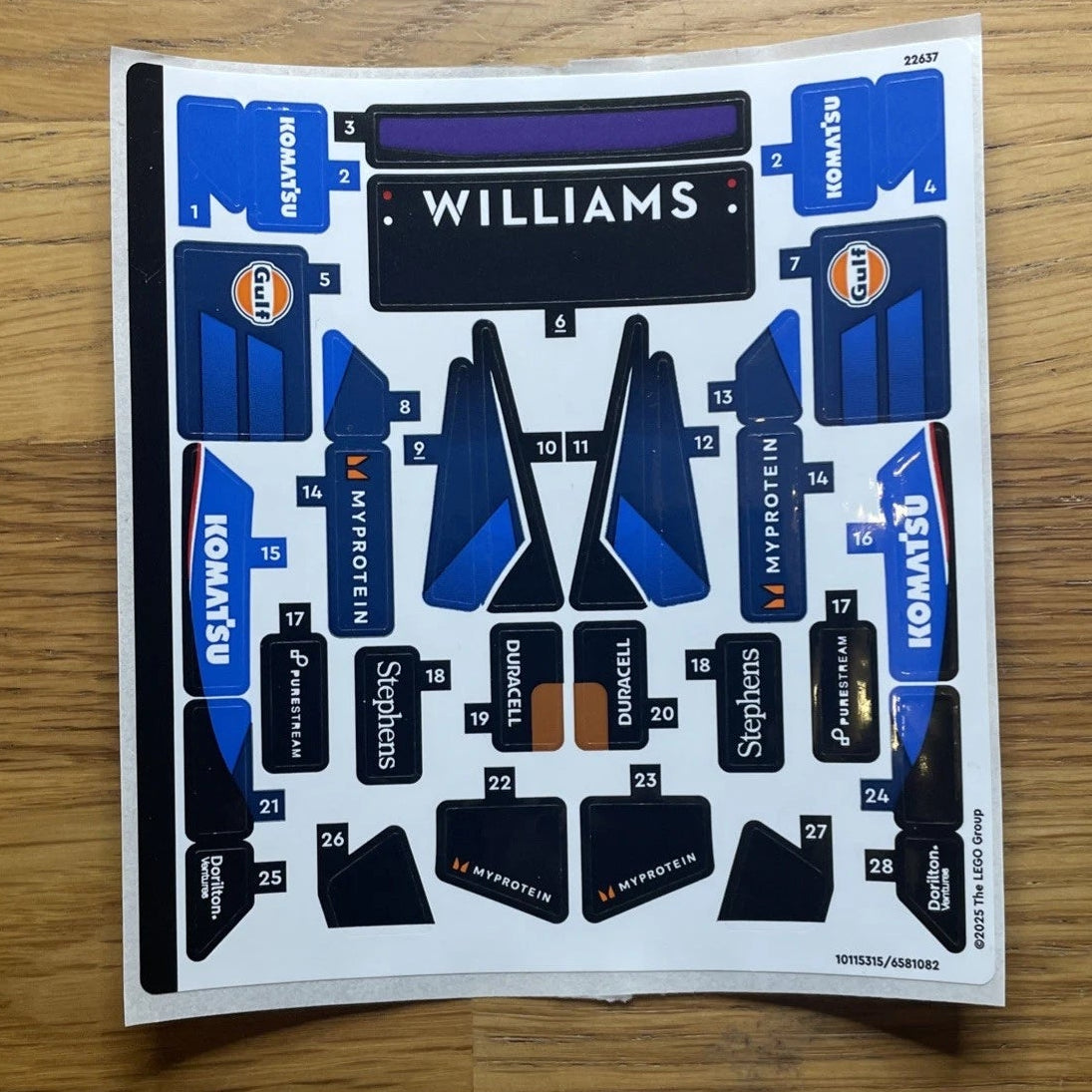 Lego® Sticker Sheet for set 77249 Speed Champions Williams Racing FW46