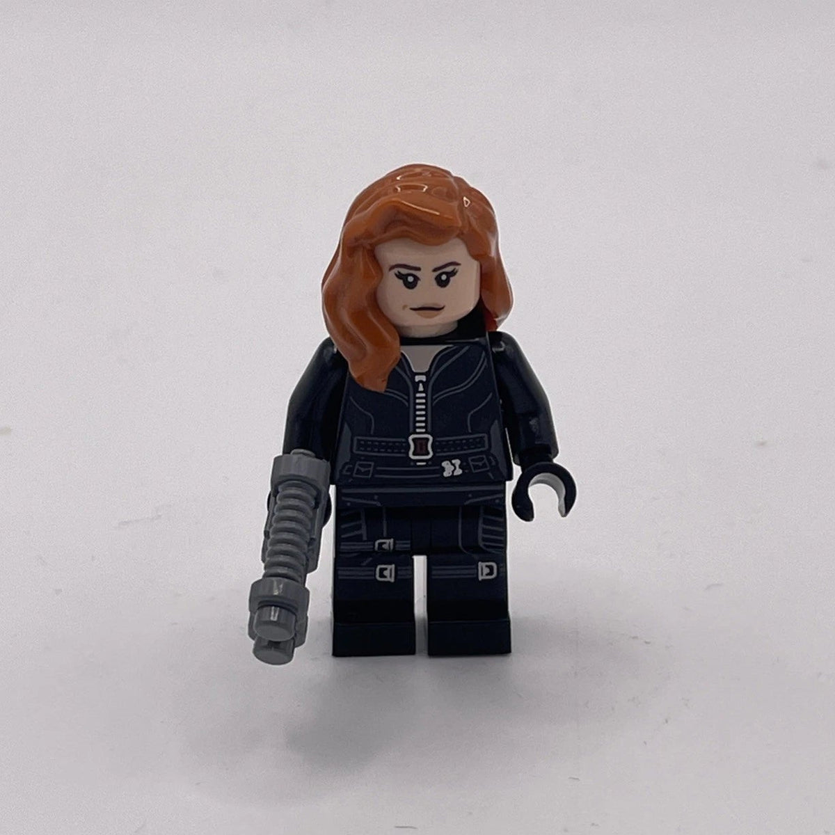 Black Widow - Black Jumpsuit, Dark Orange Mid-Length Hair, Printed Legs, Black Hands, Dark Brown Eyebrows, sh1012 - LEGO® Marvel Minifigure