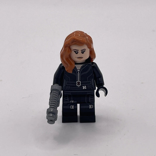 Black Widow - Black Jumpsuit, Dark Orange Mid-Length Hair, Printed Legs, Black Hands, Dark Brown Eyebrows, sh1012 - LEGO® Marvel Minifigure